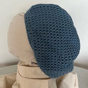 Blue Mesh Crochet Beanie Tam
